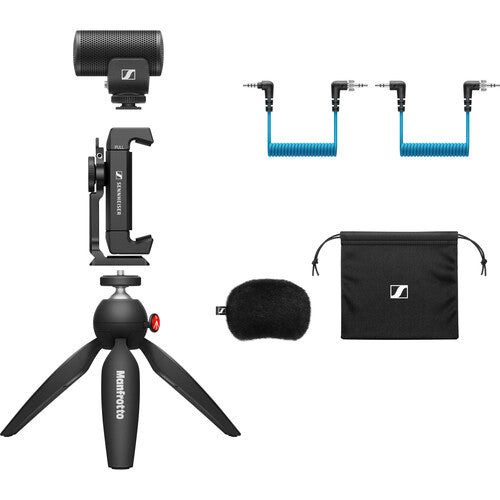 Kit Sennheiser MKE 200 (509256) incluye micrófono, minitripié y soporte celular