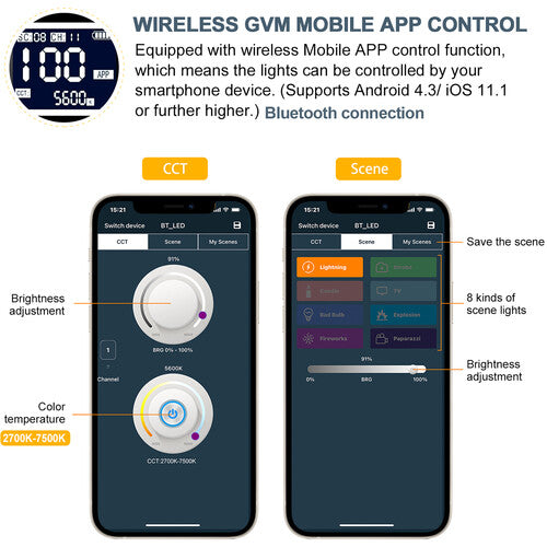 Lámpara GVM SD300D Bi-Color LED Monolight (Studio Kit)