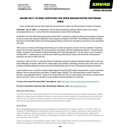 Micrófono Shure MV7+-K