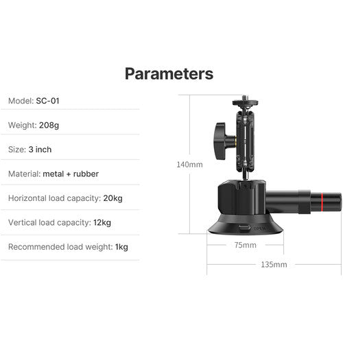 Ulanzi SC-01 Soporte Ventosa para cámaras de Acción