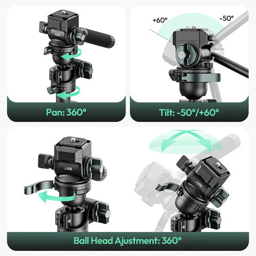 Trípie ULANZI JJ06 de de vídeo de fibra de carbono de 73"