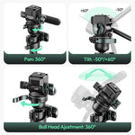 Trípie ULANZI JJ06 de de vídeo de fibra de carbono de 73"