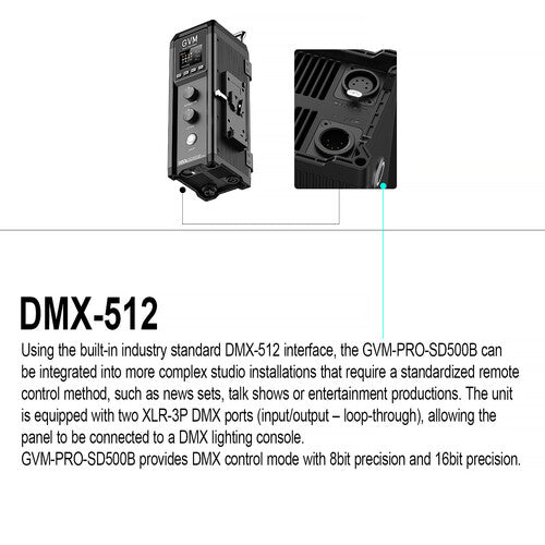 Lámpara COB GVM PRO SD500B 500 Watts (V-mount)
