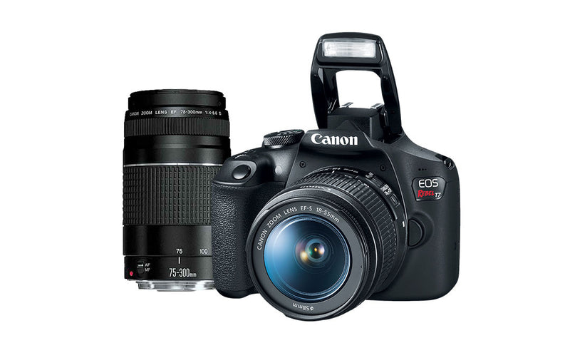 Cámara Canon T7 con Lente 18-55mm y 75-300mm