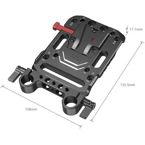 Placa de batería SmallRig V-Lock con abrazadera de varilla LWS de 15 mm