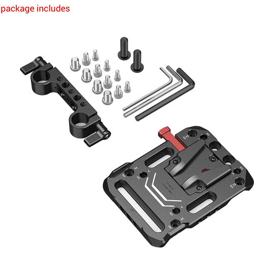 Placa de batería SmallRig V-Lock con abrazadera de varilla LWS de 15 mm