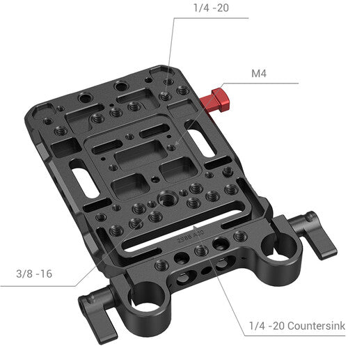 Placa de batería SmallRig V-Lock con abrazadera de varilla LWS de 15 mm