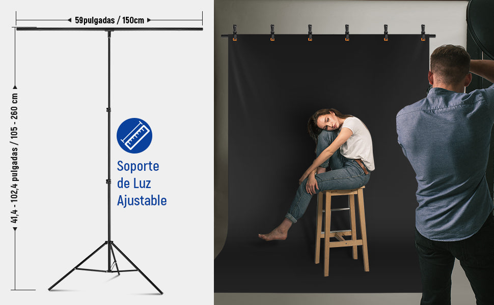 Portafondos Neewer Forma T (2.6 x 1.5 mts)