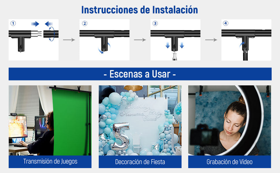 Portafondos Neewer Forma T (2.6 x 1.5 mts)