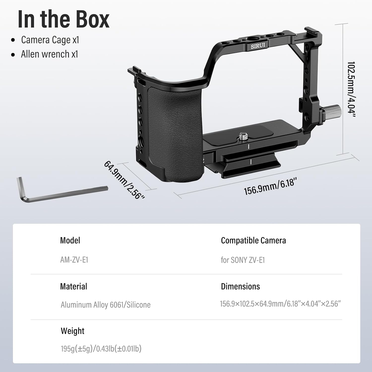 Jaula Sirui para Sony ZV-E10 con agarre de silicona (SCZVE10)
