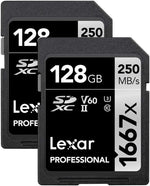 Kit de 2 tarjetas Lexar Profesional 128GB 250 MB/s