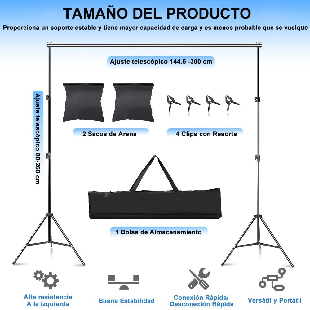 Portafondos Daladen 3 x 3m Viene con 4 Clips y 2 Bolsas de Arena,