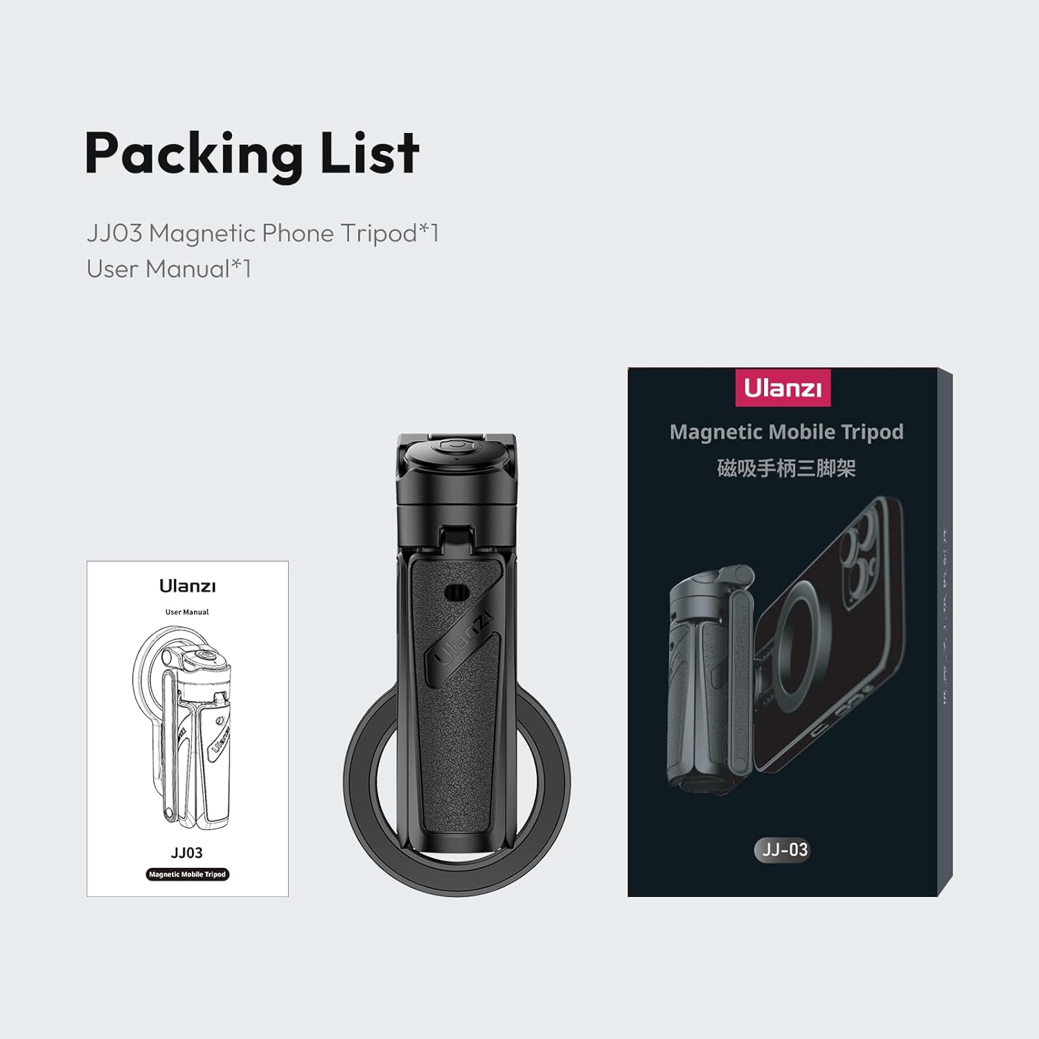 Minitripié y Selfie Stick Ulanzi JJ03 Magnetico, Disparador