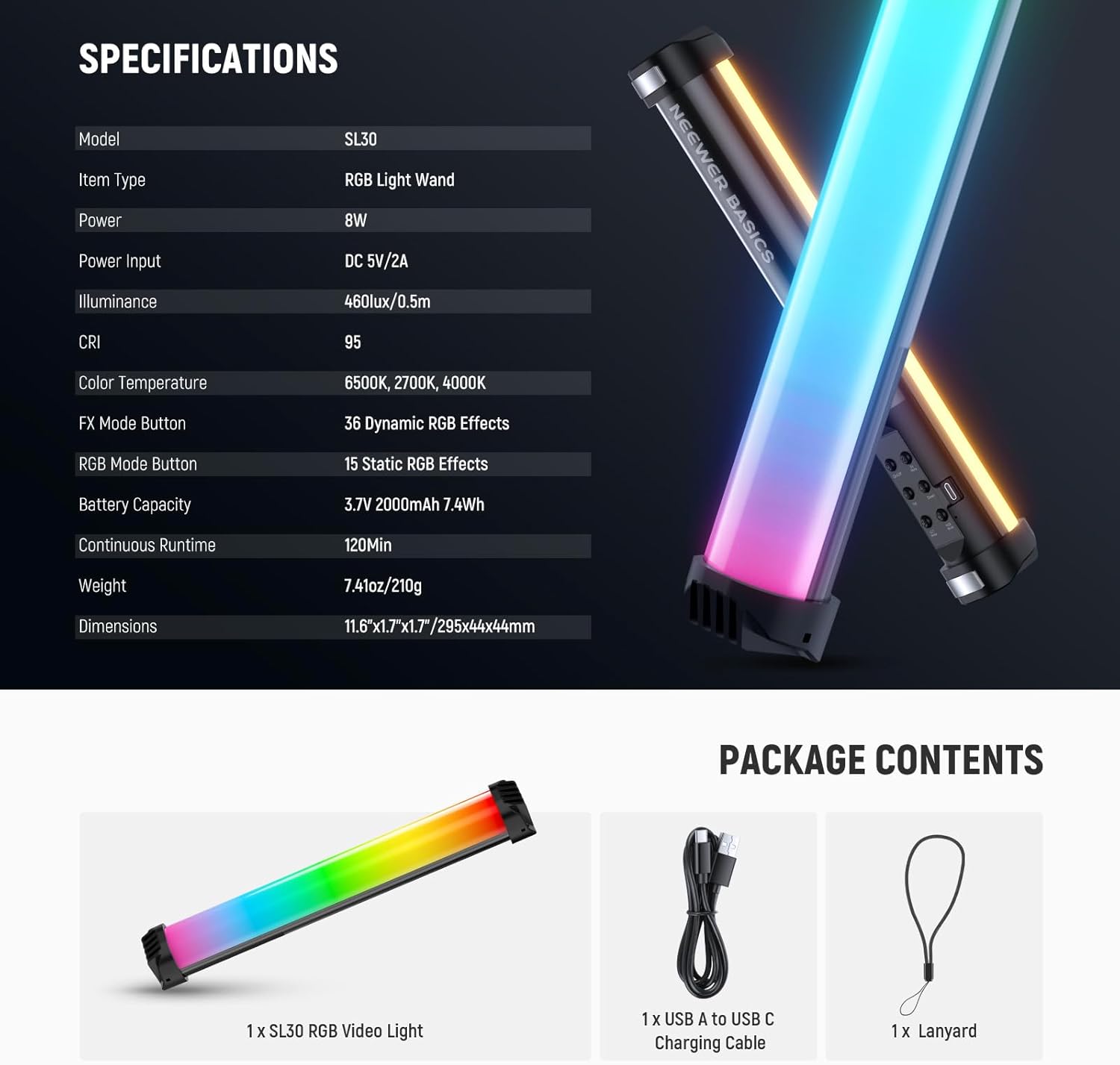 Lámpara Neewer Barra SL30 RGB Magnética