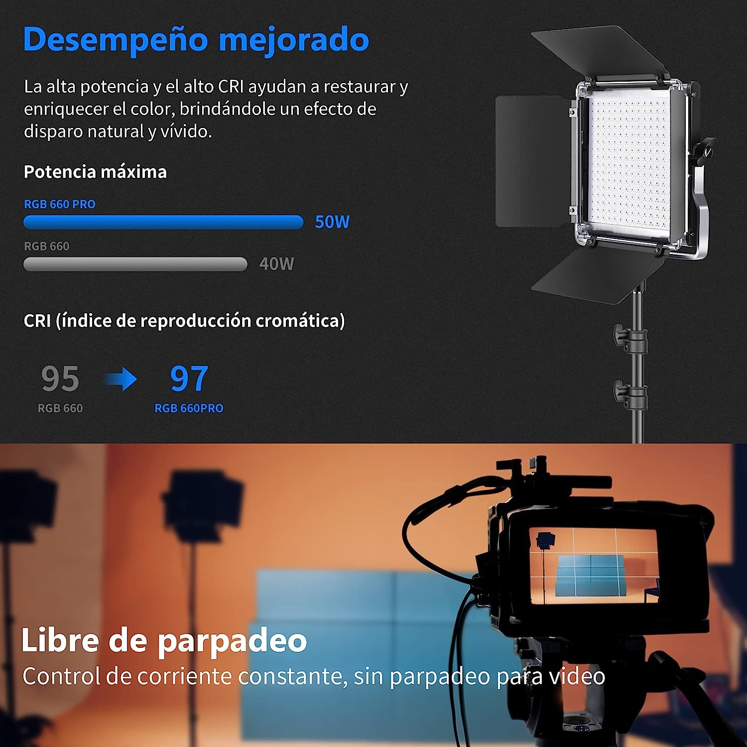 Kit de 2 lámpara Neewer LED- NL660 APP RGB, Pedestales y Estuche
