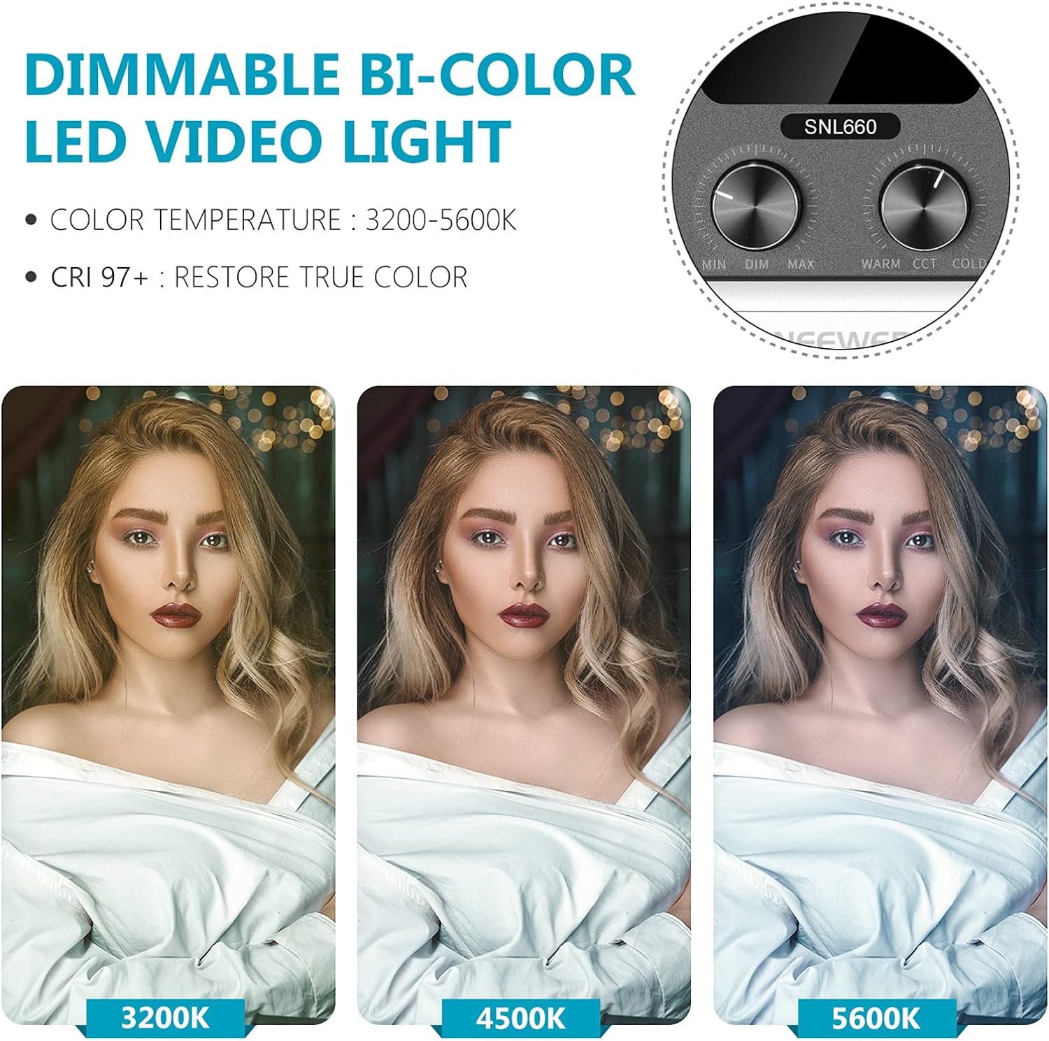 Kit de 2 Lámparas Neewer LED-NL660 LED Bicolor con Pedestales y estuche transportador