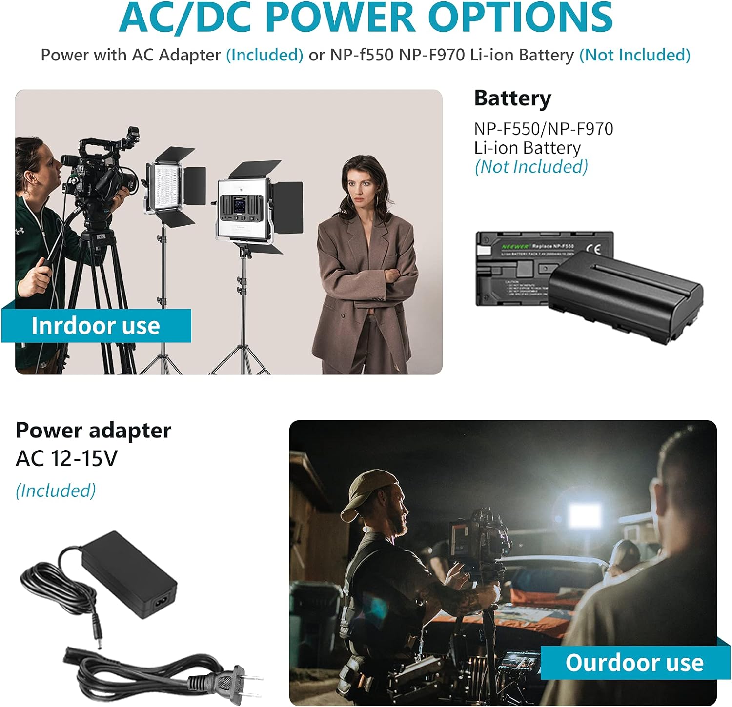 Kit de 2 Lámparas Neewer LED-NL660 LED Bicolor con Pedestales y estuche transportador