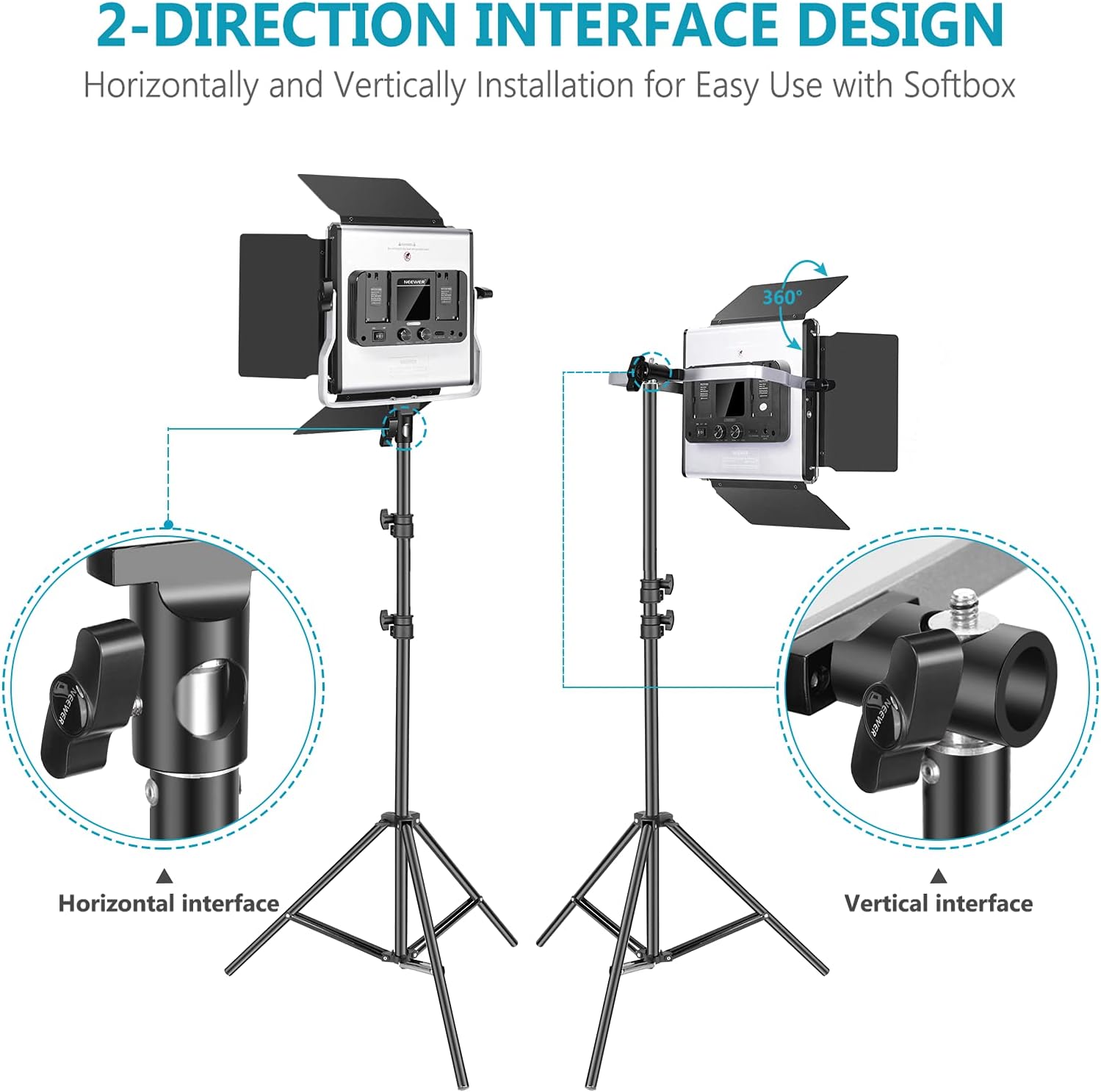 Kit de 2 Lámparas Neewer LED-NL660 LED Bicolor con Pedestales y estuche transportador