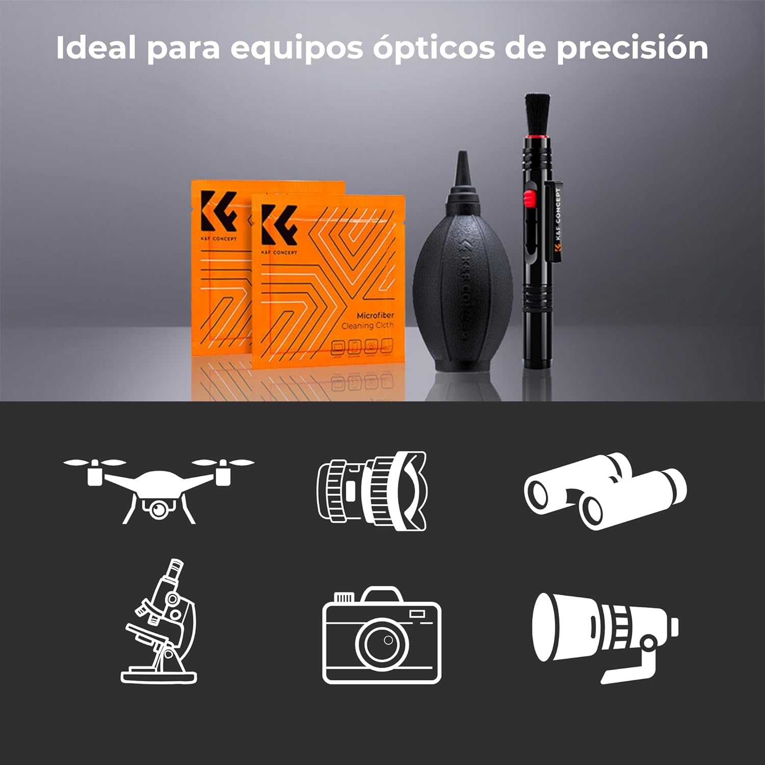 Kit de Limpieza 4 en 1 K&F Concept para Lentes y Filtros