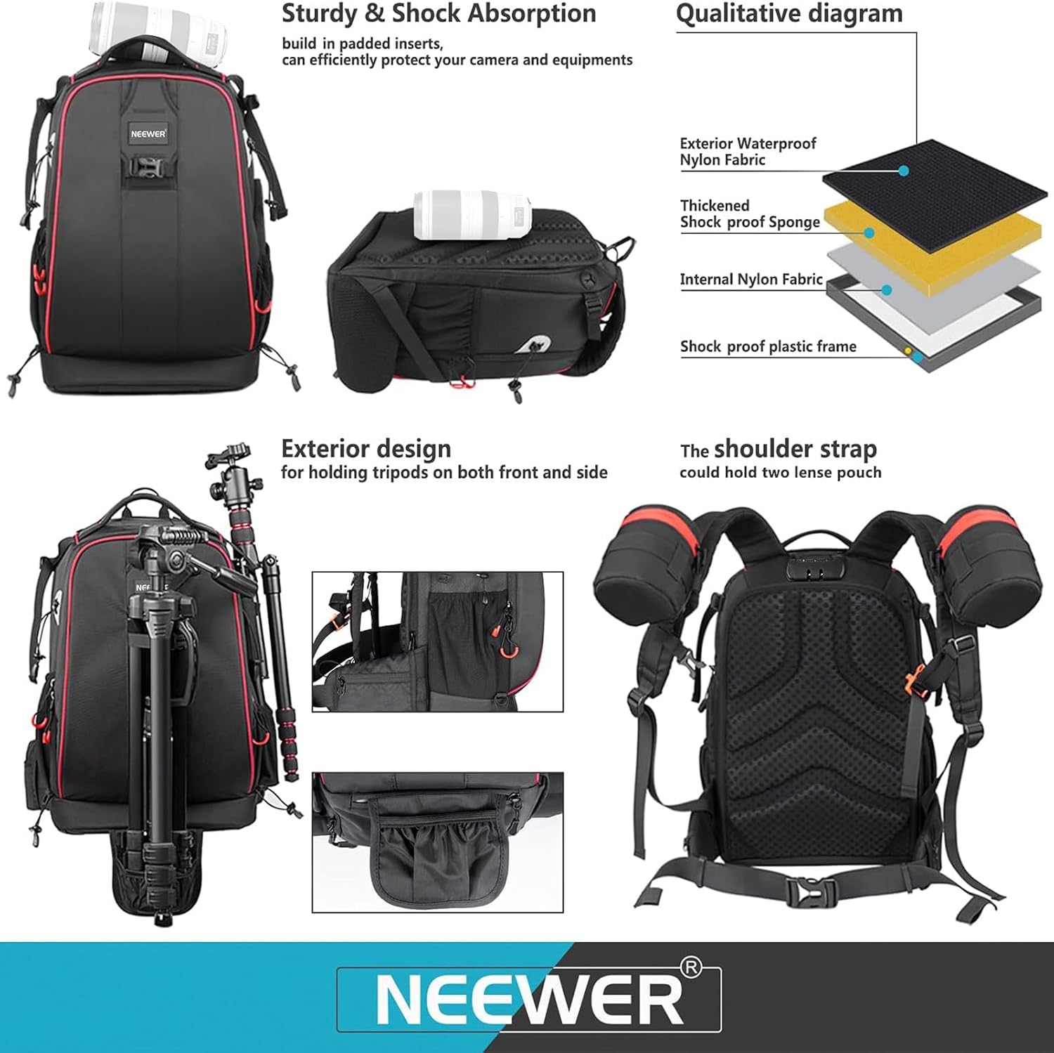 Mochila Neewer 10087473 con cerradura antirobo