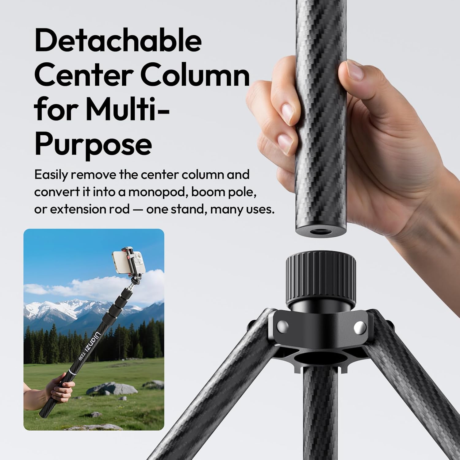 Pedestal para lámpara Ulanzi T230 2.30 cms (Fibra de Carbono)