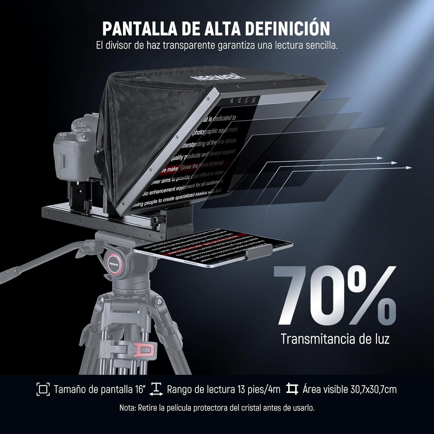 Teleprompter Neewer X16B con Control Remoto RT-110 y App