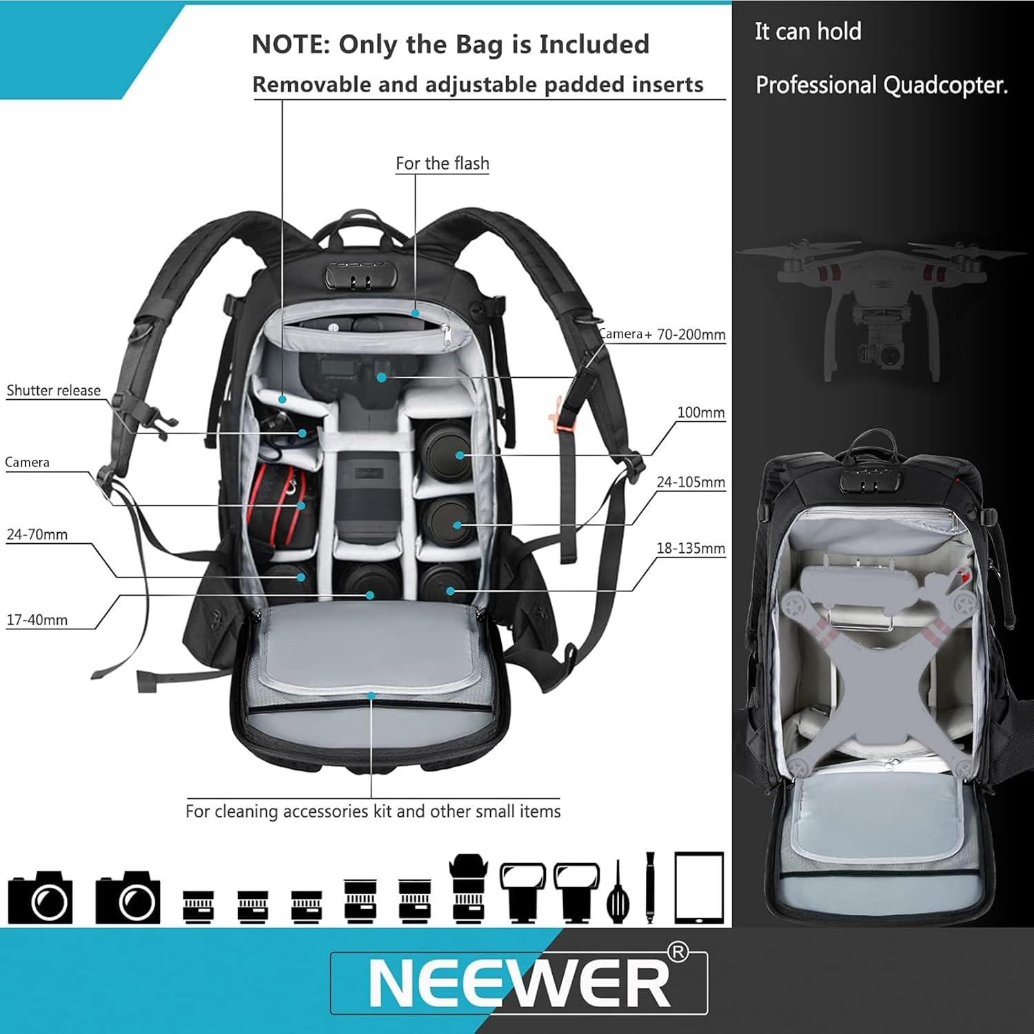 Mochila Neewer 10087473 con cerradura antirobo