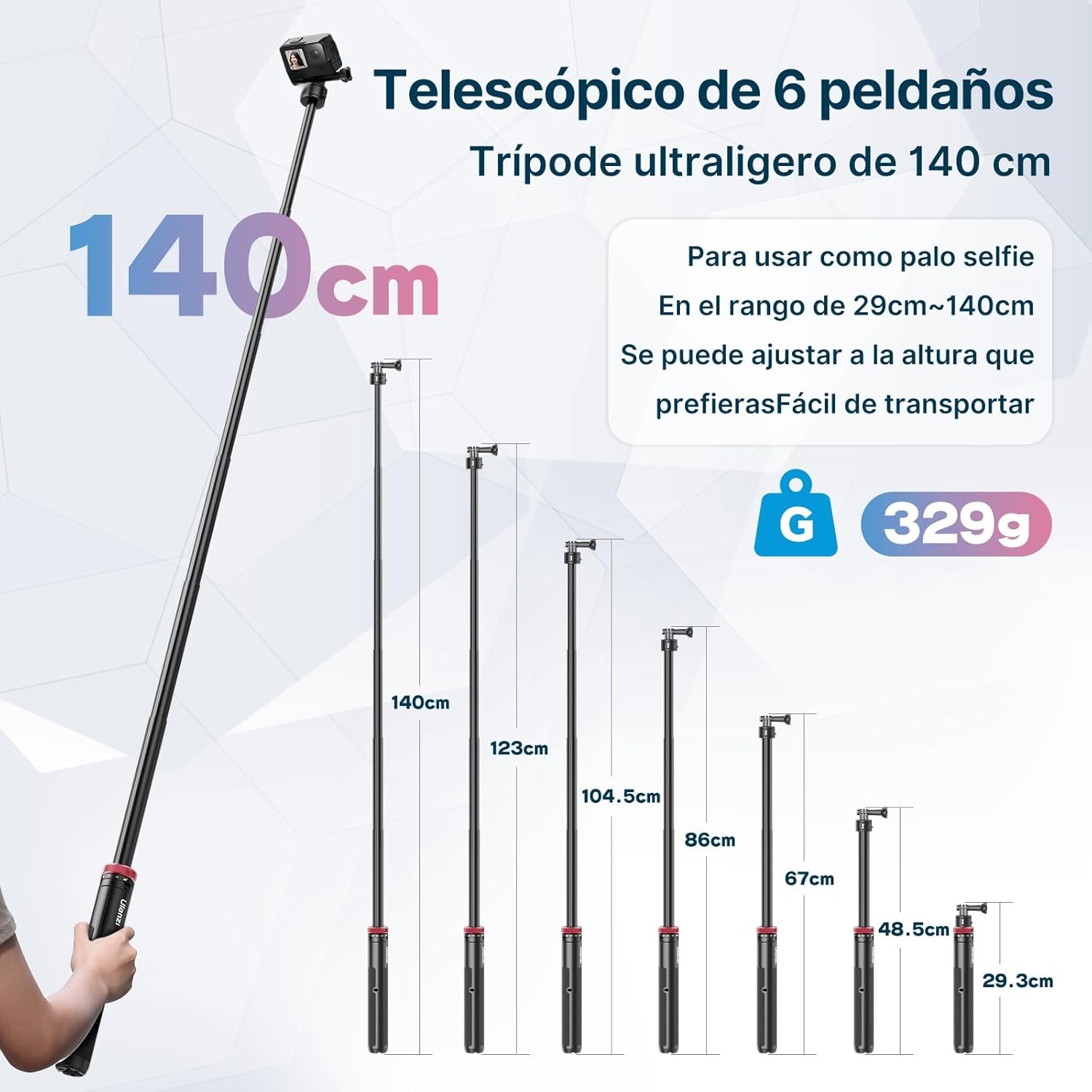 Minitripié y Selfie Stick Ulanzi Go Quick II (3113)