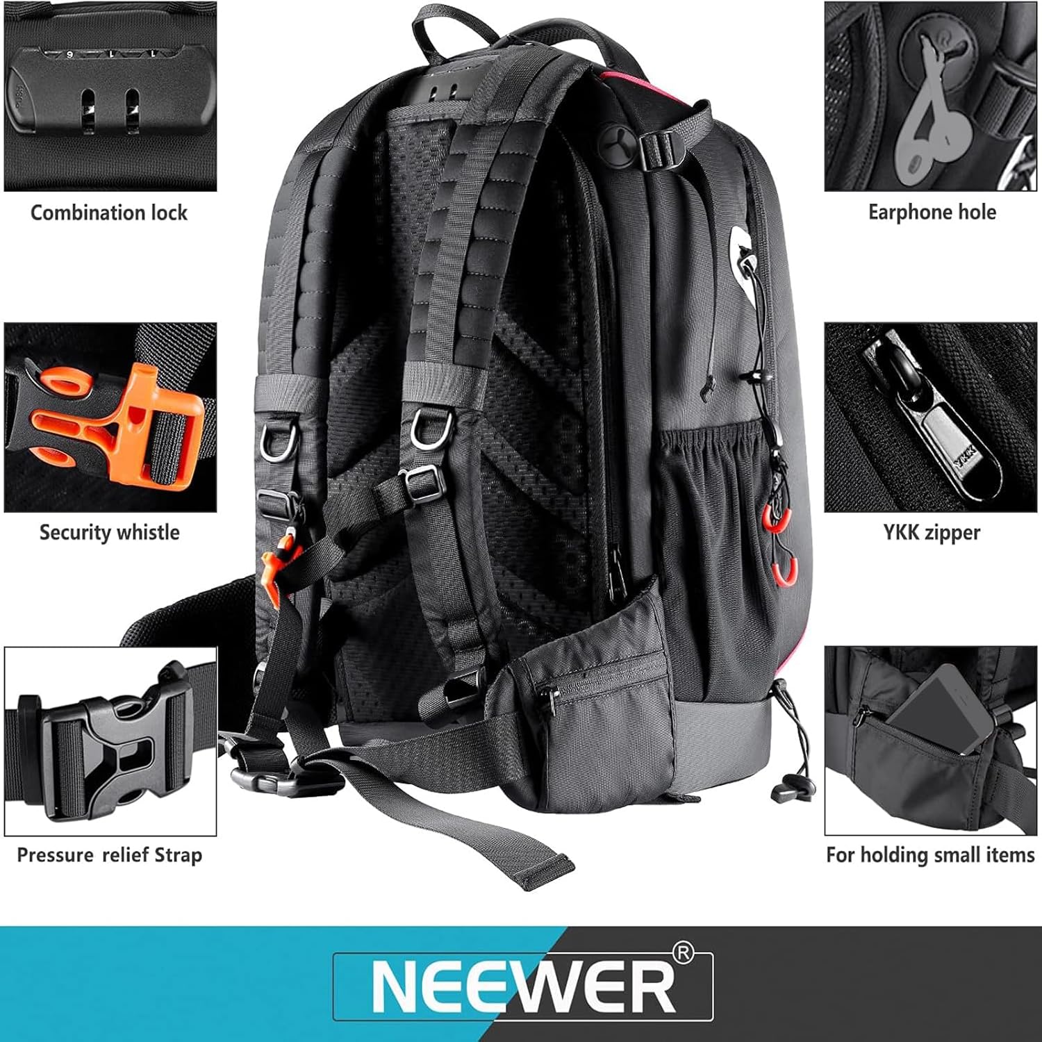 Mochila Neewer 10087473 con cerradura antirobo