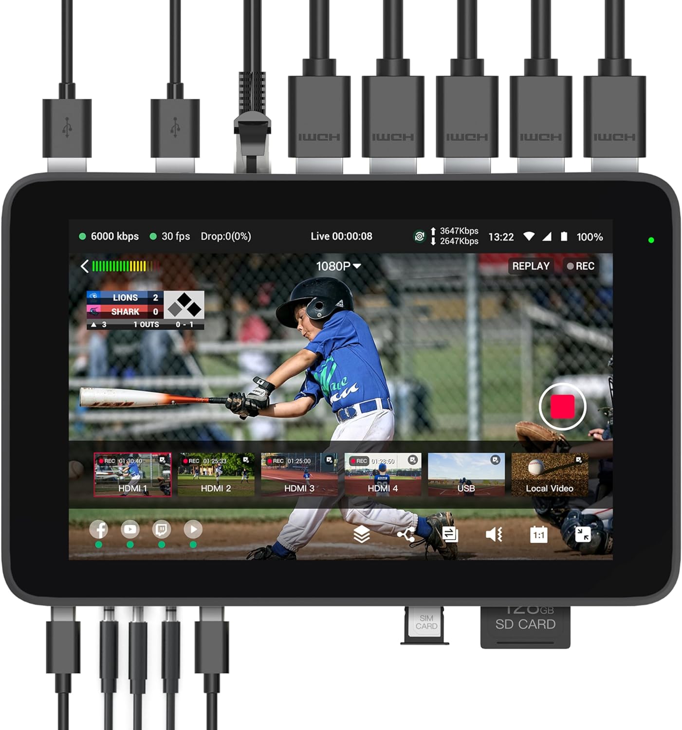 Dispositivo Portátil para Live Streaming YoloBox Ultra 8"