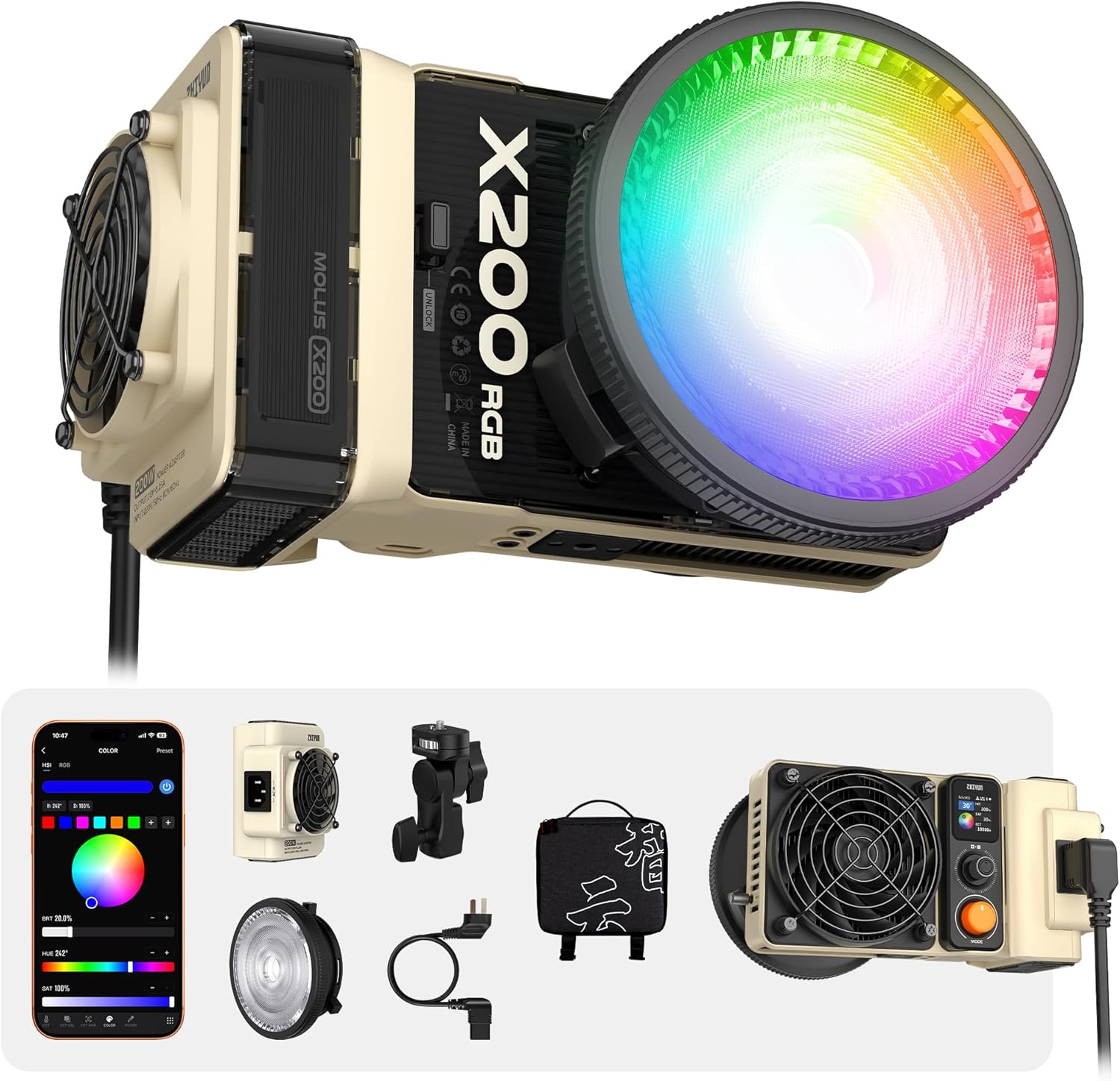 Lámpara Zhiyun Molus X200 RGB COB Light