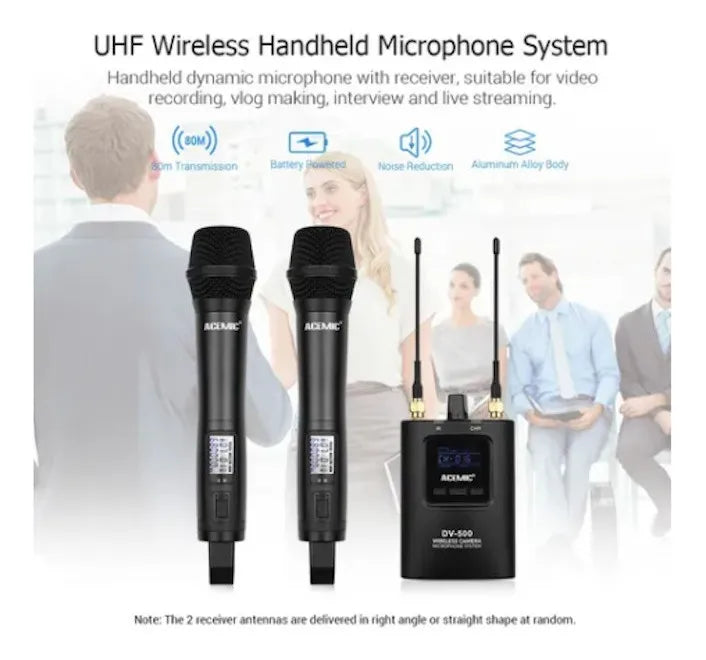 Kit 2 Micros Mano Inalámbricos Acemic DV-500 H+H