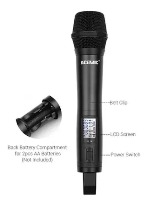 Kit 2 Micros Mano Inalámbricos Acemic DV-500 H+H