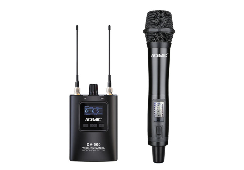 Kit Micrófonos Combo Inalámbrico Acemic DV-500 H+L (1 Lavalier y 1 mano)