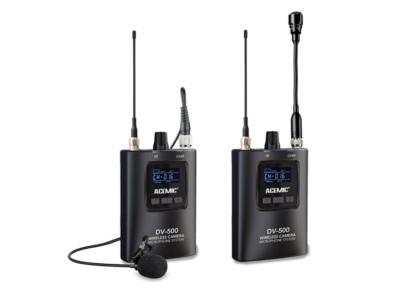Kit Micrófonos Combo Inalámbrico Acemic DV-500 H+L (1 Lavalier y 1 mano)