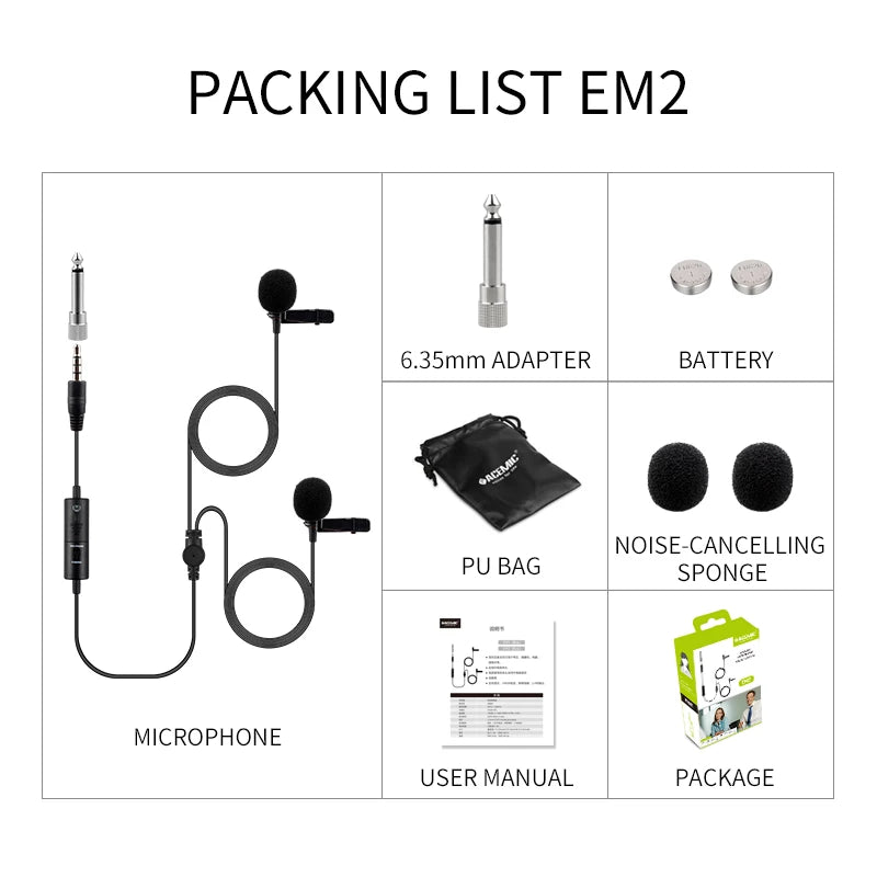 Micrófono Lavalier Dual Acemic Evo Lav.Mic EM2