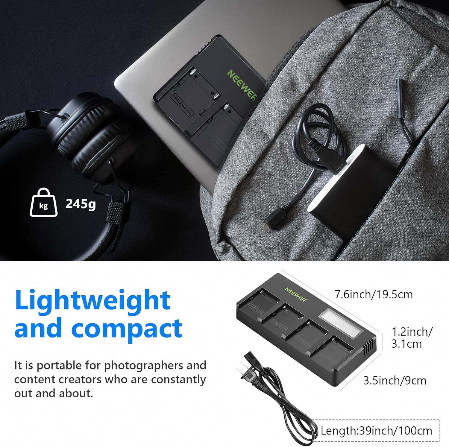 Cargador para 4 Baterías Neewer NPF