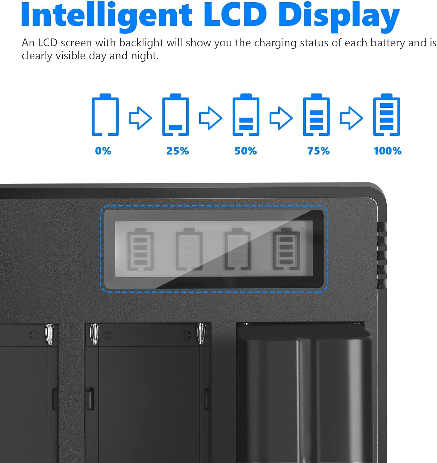 Cargador para 4 Baterías Neewer NPF