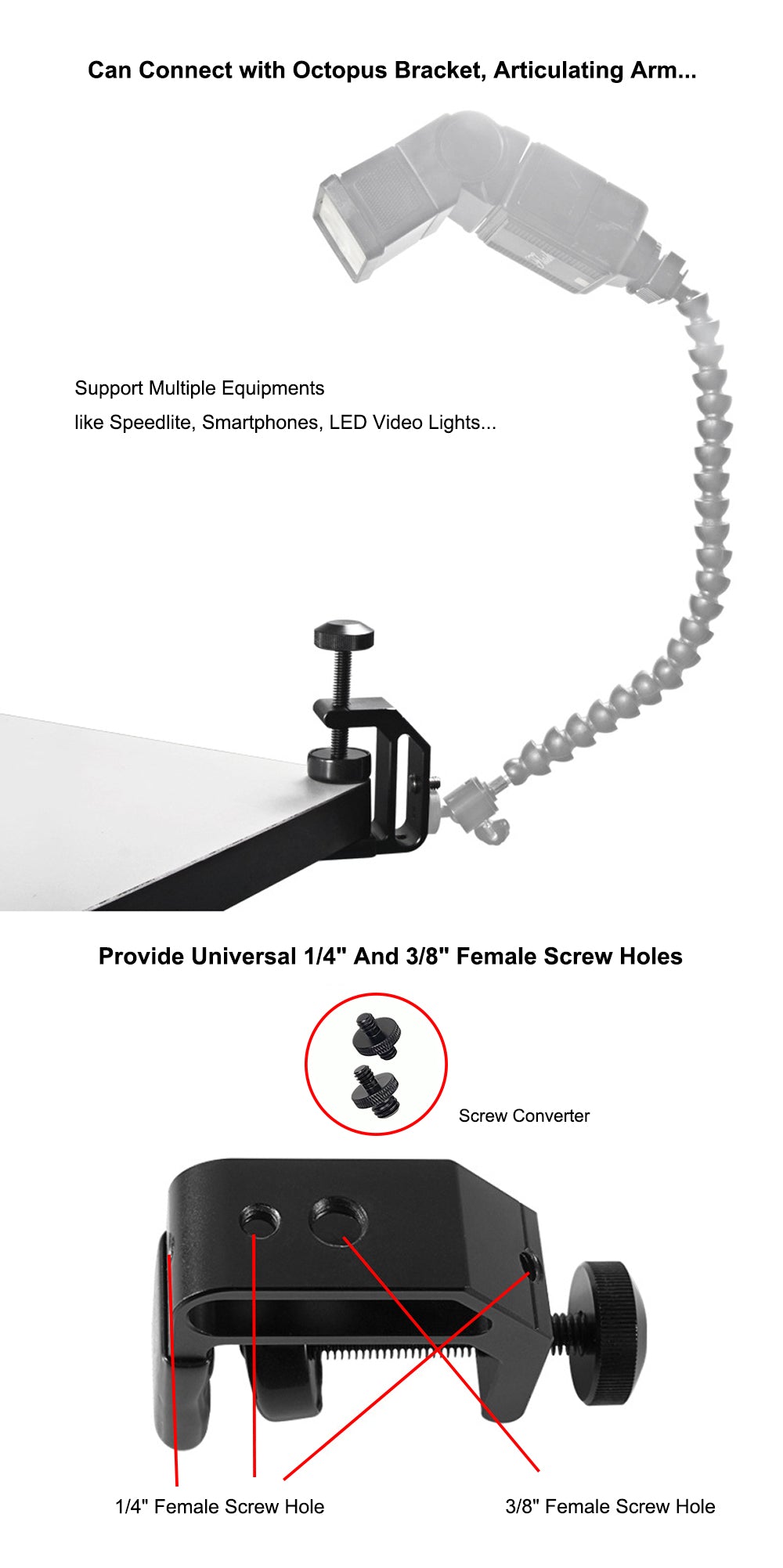 Soporte Brazo Flexible Cuello de Ganso para Escritorio FW-WM38