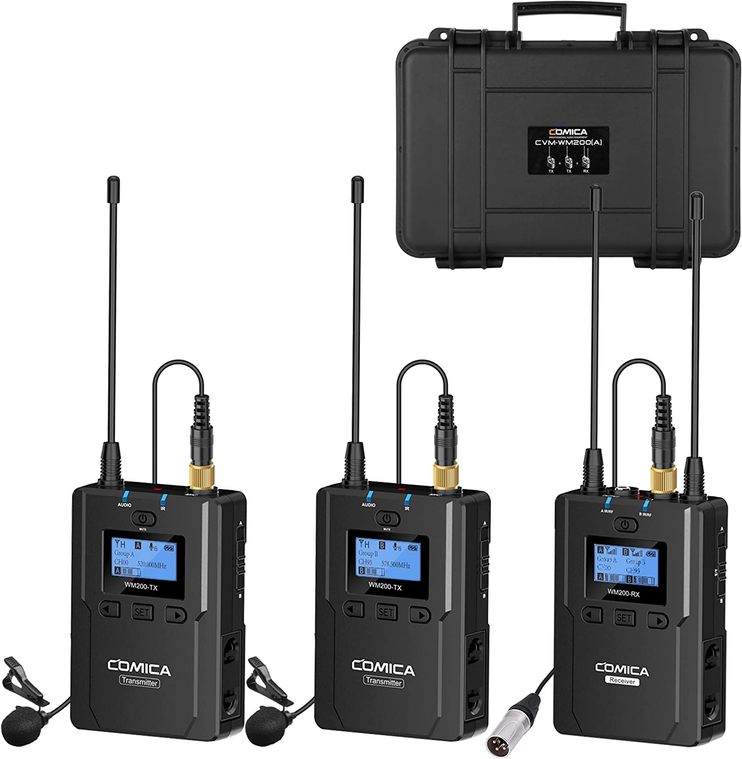 Kit Dual Lavalier inalámbrico Comica CVM-WM200(A)