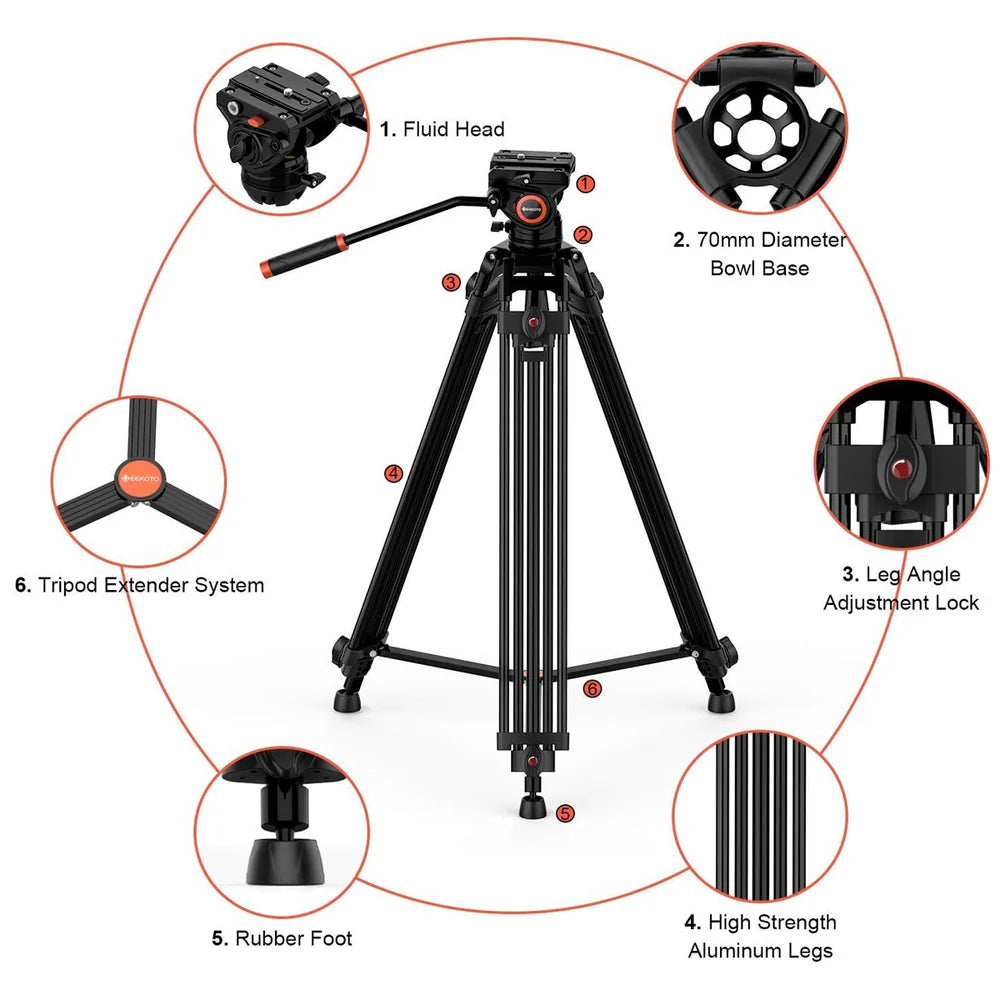 Tripié Geekoto DV2 Video Tripod