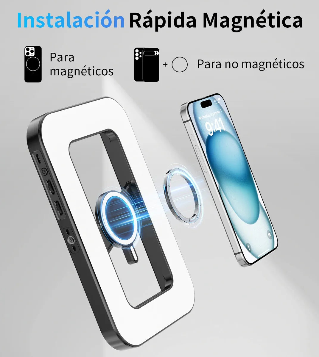 Kit VideoRig con lámpara 448 RGB Led Magnético con Minitripié