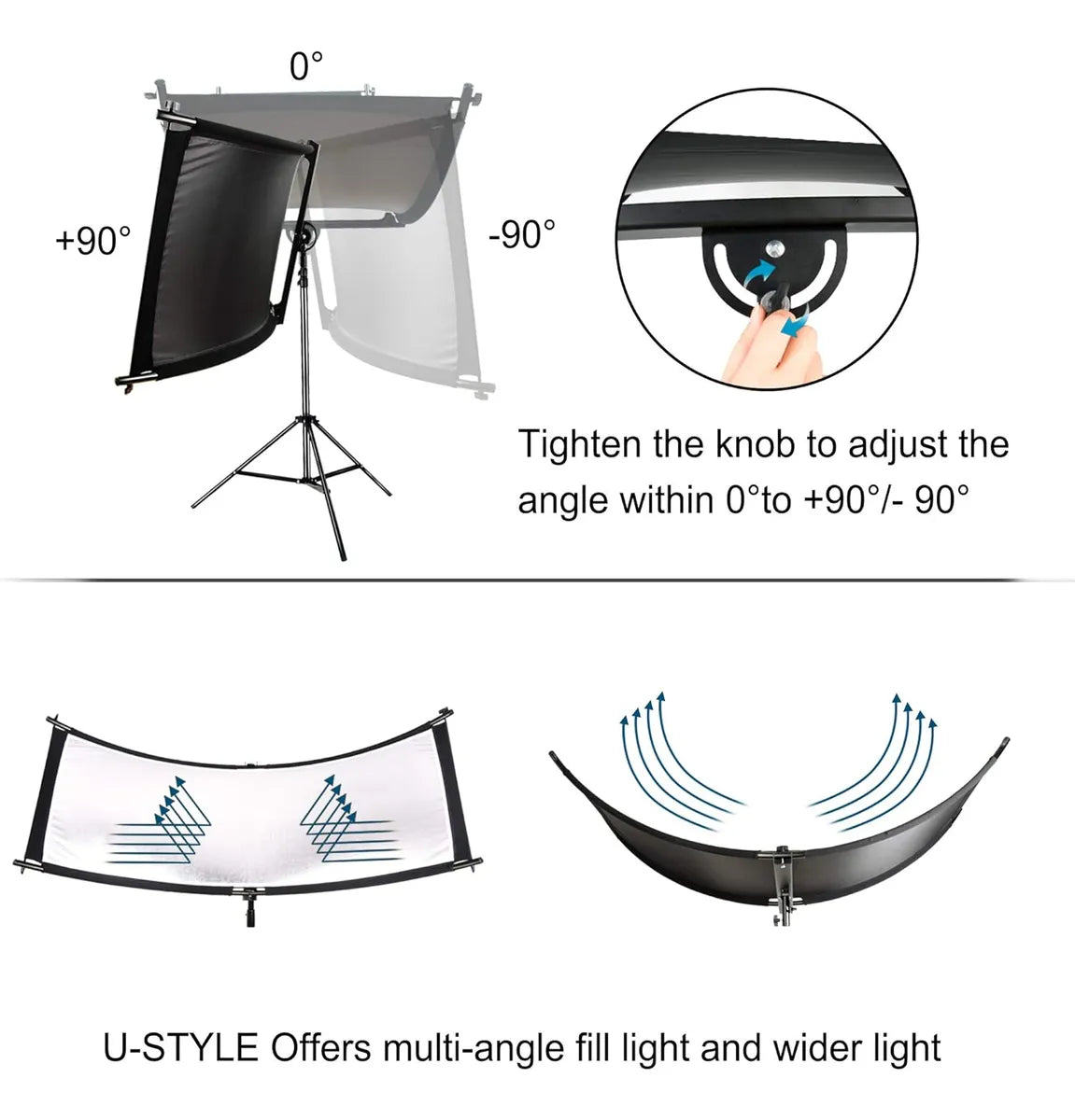 Reflector Tipo U Curvado Neewer 167x61 cms (Negro/Blanco/Oro/Plata)