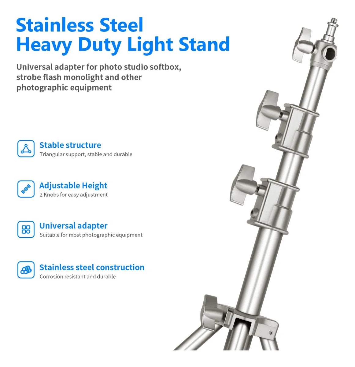 Pedestal para lámpara Neewer 3 mts plateado Heavy Duty