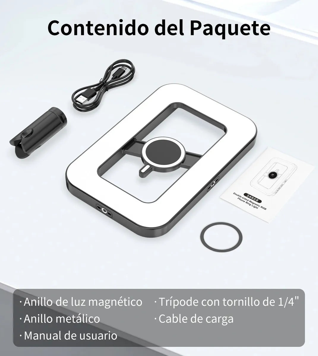 Kit VideoRig con lámpara 448 RGB Led Magnético con Minitripié