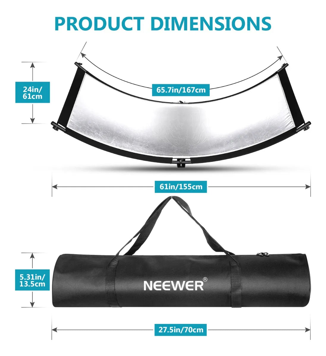 Reflector Tipo U Curvado Neewer 167x61 cms (Negro/Blanco/Oro/Plata)