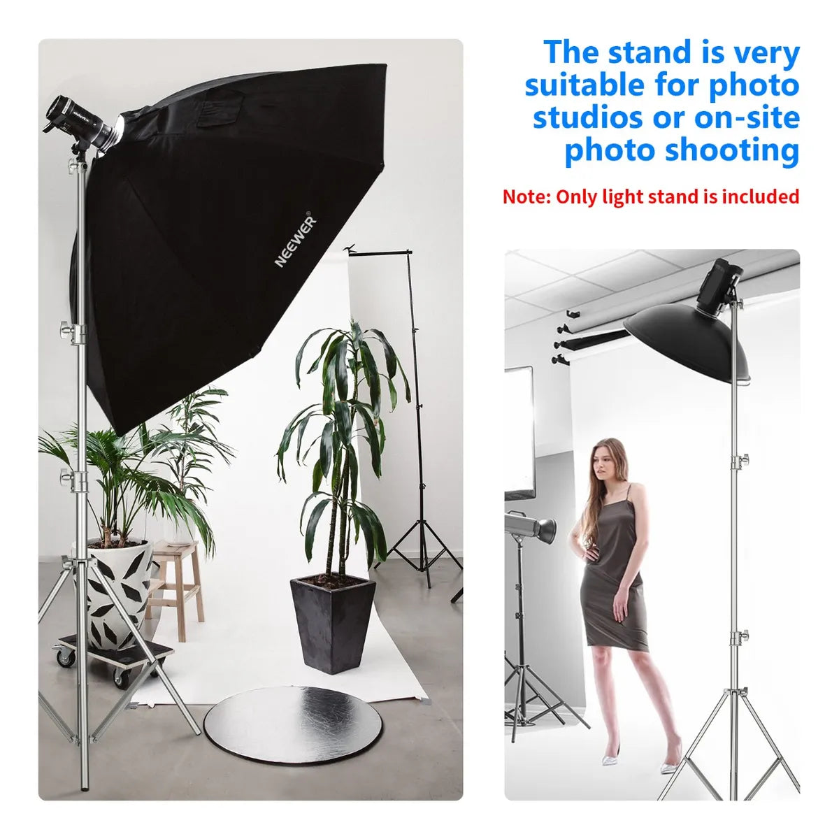 Pedestal para lámpara Neewer 3 mts plateado Heavy Duty