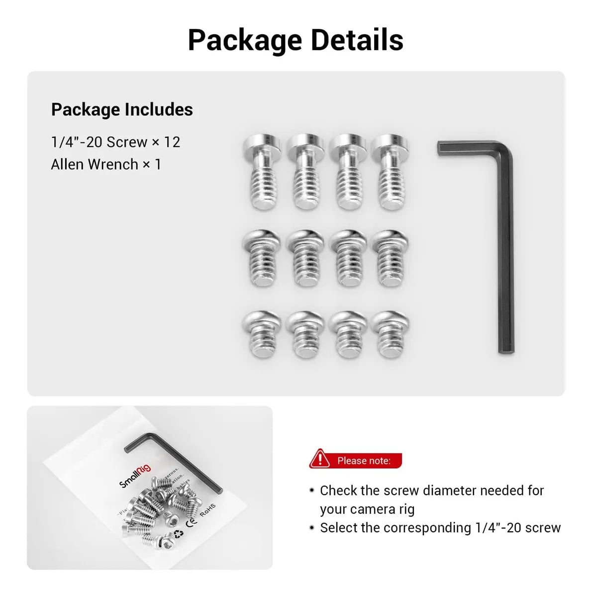 Kit SmallRig de Tornillos Hexagonal 12pcs 1/4 (1713)