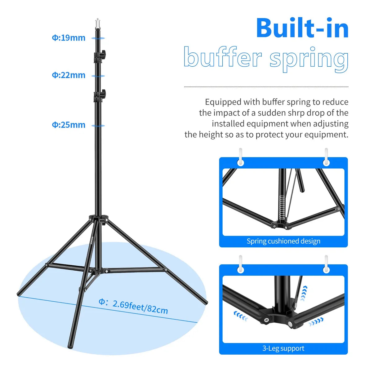 Pedestal para Lámpara Neewer de 2.20mts Negro