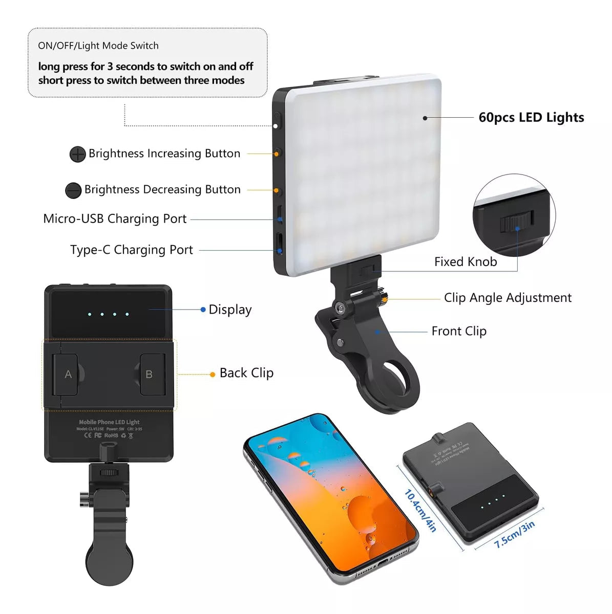 Lámpara Led60 con Pinza CL-V11SE